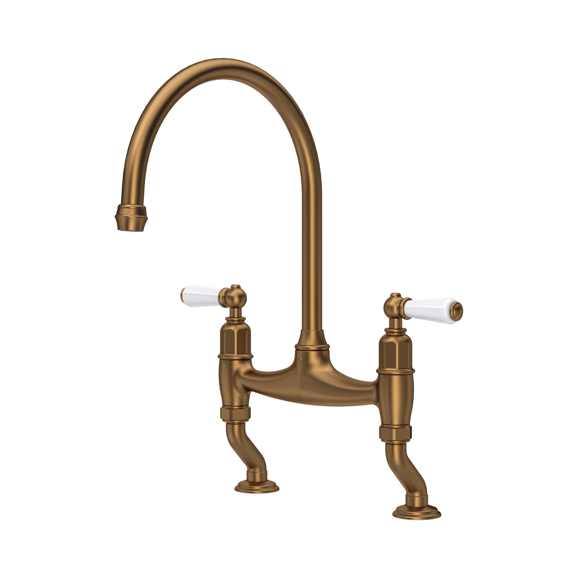 Perrin & Rowe Georgian Era 4-отворна кујнска чешма со C-излив,страничен туш и крстести рачки